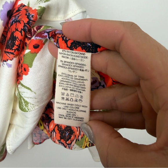 Free People Happy Heart Floral Mini Dress Ruched Ruffle size Small - Picture 6 of 7